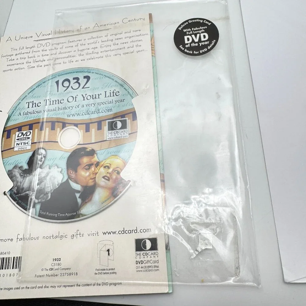 1932 Nostalgic Gift Greeting CardDVD Featuring Historical Events Songs Films
